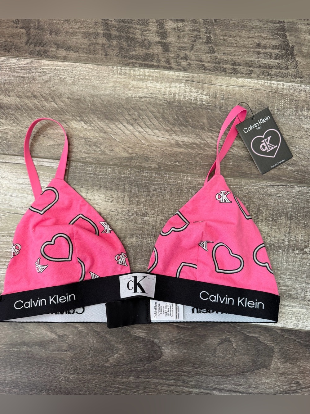 Calvin Klein Pink Heart Print Bralette
